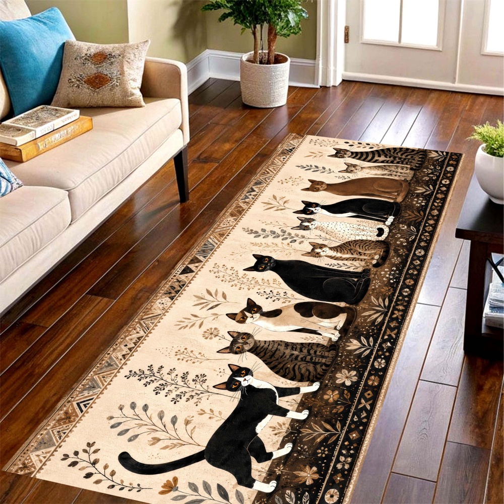 Commercial Printing House - Tapis long vintage multi-chats, tapis de