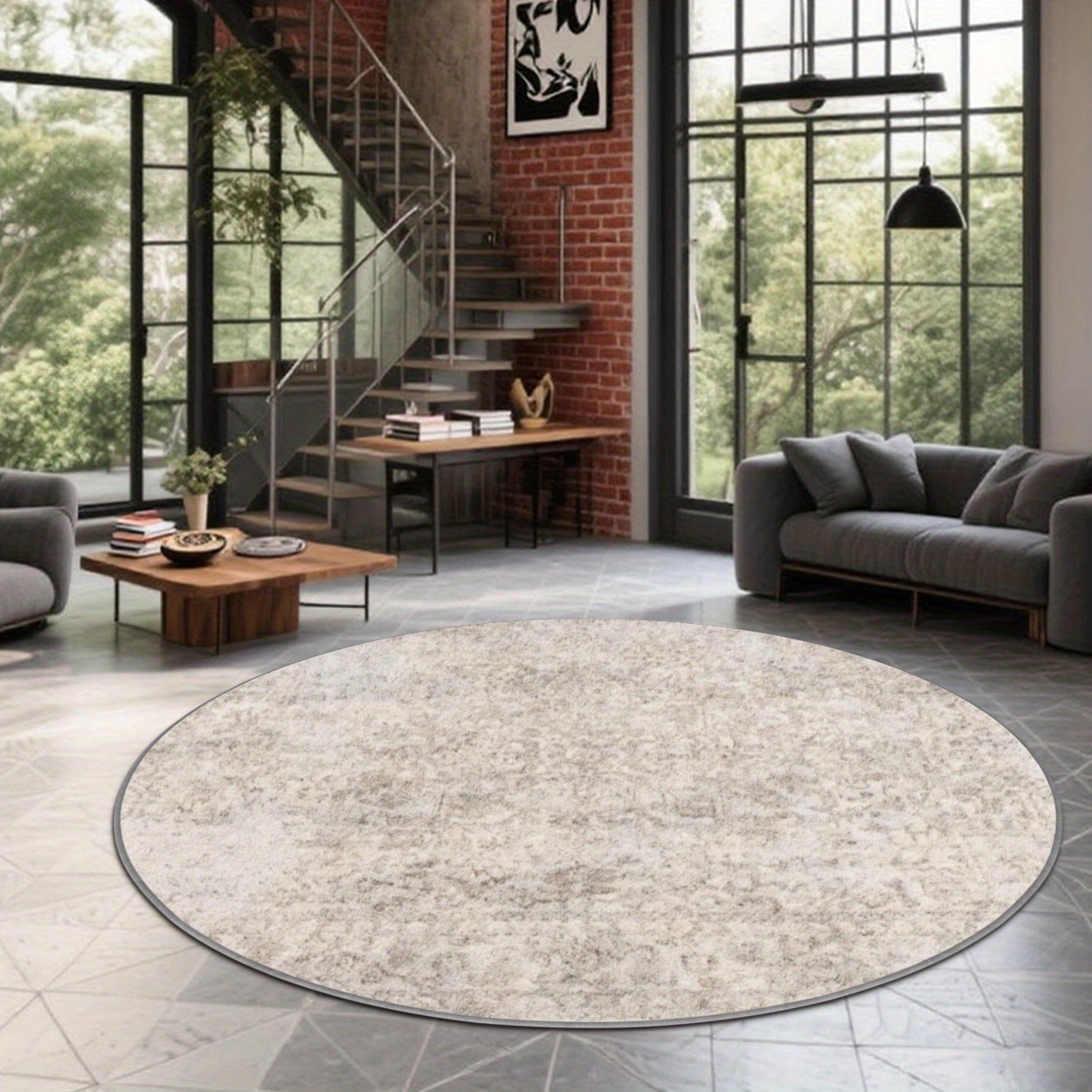 Hall Commercial Printing - Tapis de sol rond abstrait moucheté,